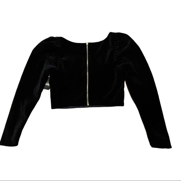 Silvia Tcherassi Woman Madison Cropped Velvet Top Navy Large - Picture 5 of 15